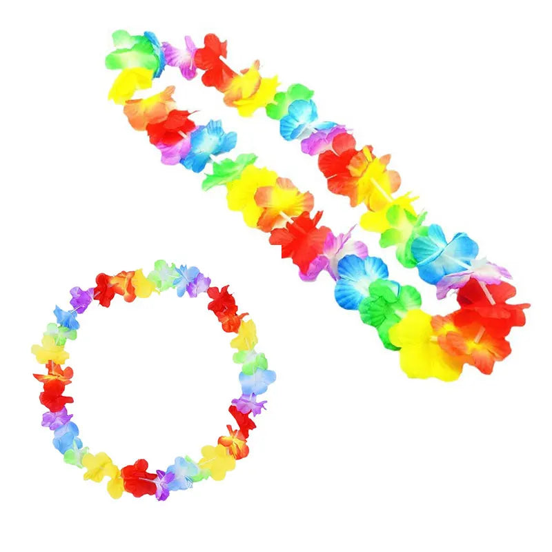 Light up Hawaiian Leis Tropical LED Glow Necklaces Headbands Luau Party Artificial Rainbow Lei Carnival Beach Wedding Masquerade