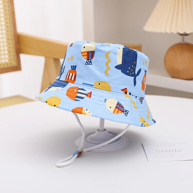 New Panama Summer Baby Sun Hat for Girls and Boys Beach Sun Cap Cartoon Autumn Kids Fisherman's Cap Outdoor Baby Bucket Hat