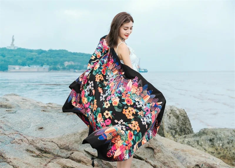 20 Styles 90x180cm Cotton Linen Summer Beach Dress Bikini Cover-ups Sarong Wrap Scarf Women Brazilian Swimsuit Bathing Cover Up
