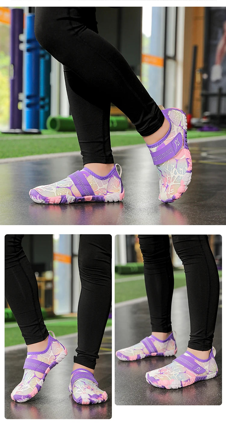 Breathable Boys and Girls Aqua Shoes Anti-Bump Toe Drainage Design Outdoor Hiking and Wading Water Shoes Barefoot Shoes