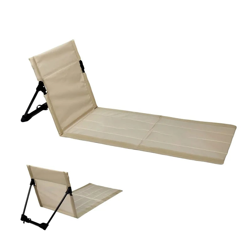 Foldable Outdoor Lazy Chair with Backrest Cushion, Portable Camping Beach Chair for Garden Park Picnic Travel