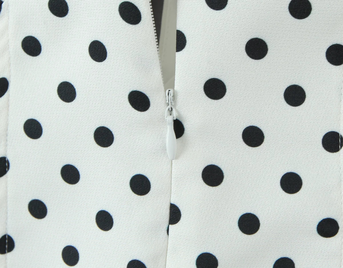 YENKYE French Style Retro Polka Dot Deep V Halter Dress Women Sexy Backless A-line Slim Sweet Elegant Mini Dresses Summer Robe