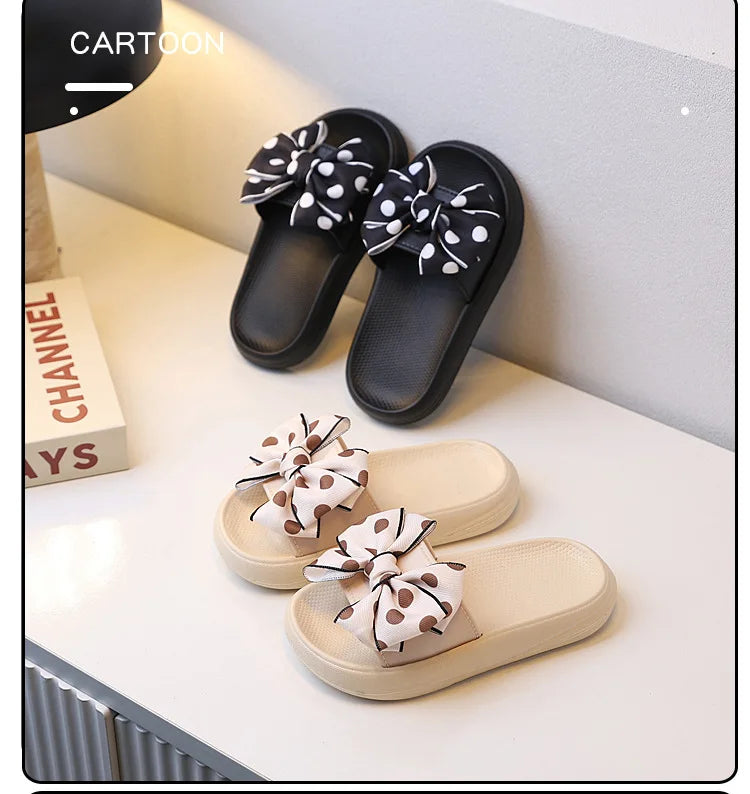 2026Summer Children's Slippers Girls Princess Non-slip Soft Sole Slippers Toddler Girl Shoes Bow Tie Slippers Flip Flops Outdoor