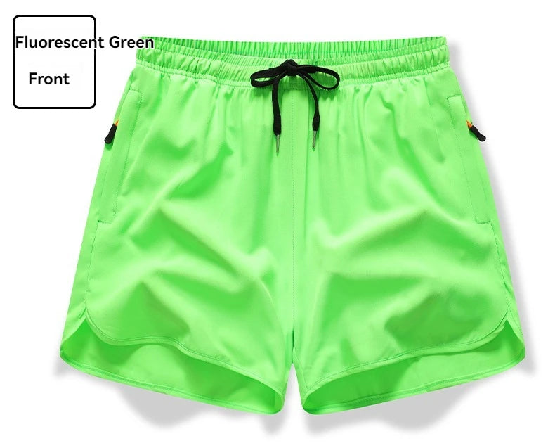 3/4 Sport Shorts Summer Men Casual Solid Ice Silk Light Sweat Absorb Quick Dry Running Fitness Outdoor Loose