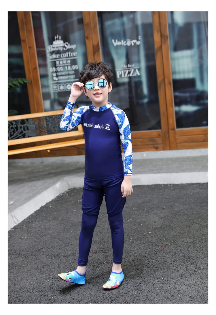 Boys'  Girls Rash Guard Set - 3 Piece Sun UV Protective  Long Sleeve Swim Shirt+Trunks+Leggings Bathing Suit Swimwear