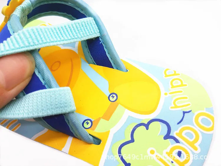 2026 Summer Children Cute Cartoon Animal Slippers Beach Shoes Kids Flip Flops Elastic Band Anti-slip Sandals Boys Girls Slippers