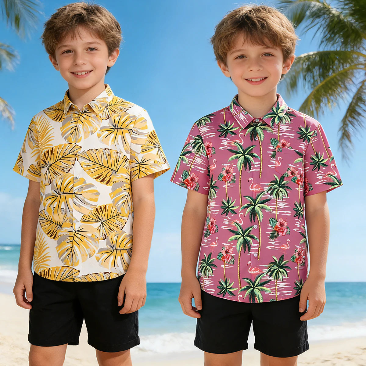 Boys Hawaiian Shirt Kids Summer Beach School Gift Casual Top Teenager Novelty Fashion Daily Holiday Birthday Tee
