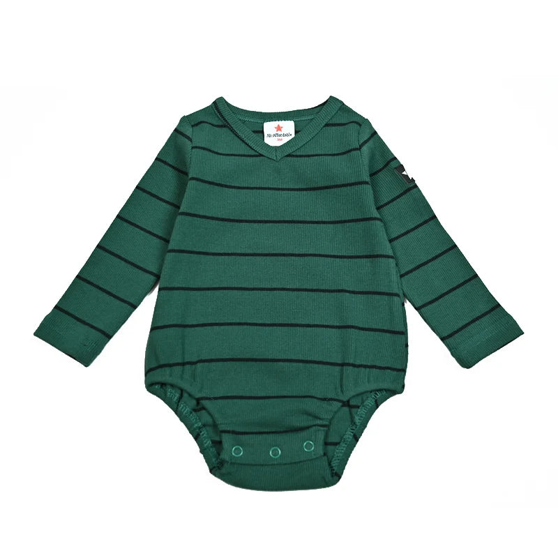 AA-Velour and Striped Layered Set Kids Clothes Sibling Matching Girl Dress Boys Top Baby Romper V Neck Children Family Matching
