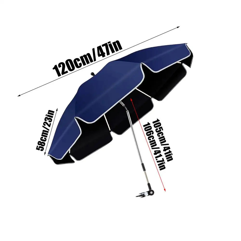 Waterproof Beach Chair Umbrella With Clamp 360 Rotation Fishing Umbrella 23-inch UV-protected Clip Camping Parasol Sun Umbrella