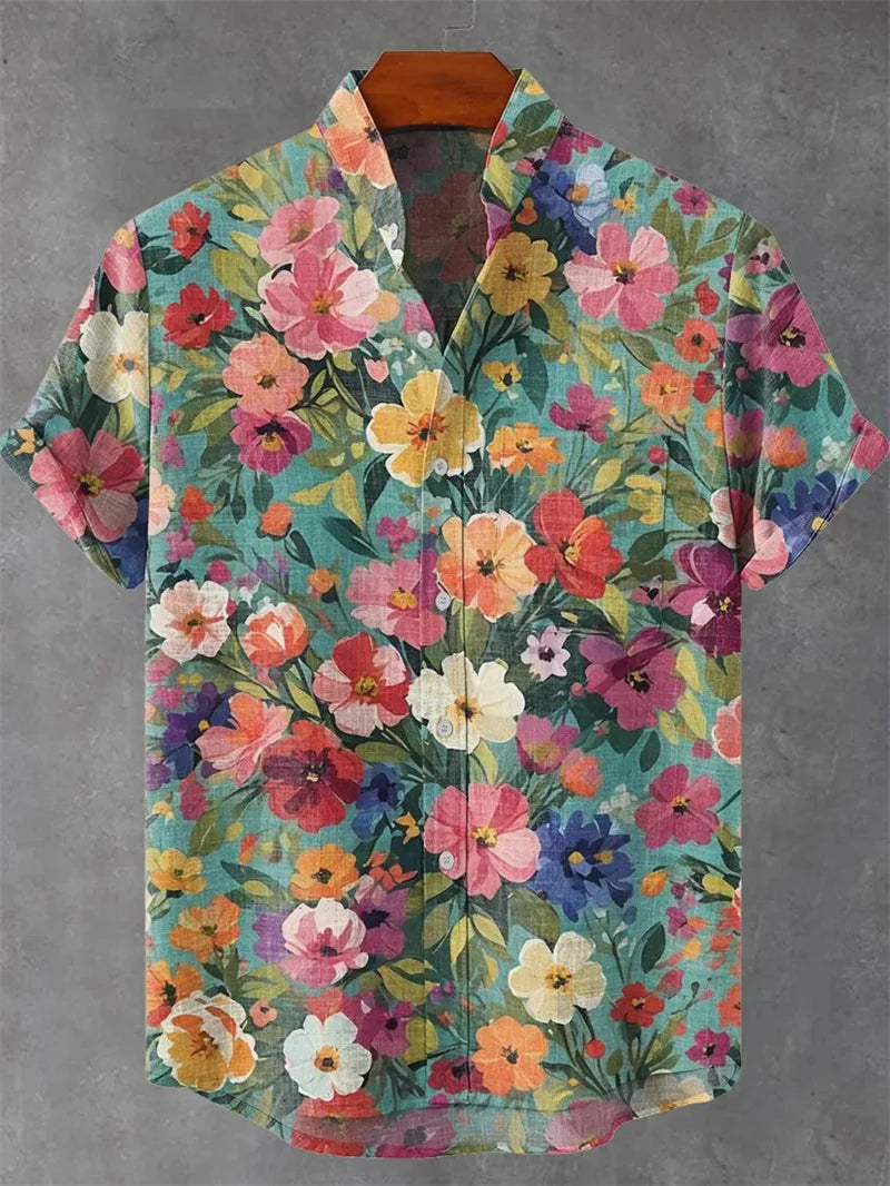 2025 Men's Shirt Hawaii Beach Holiday Flower Pattern Summer Casual Men's Top Breathable New Style