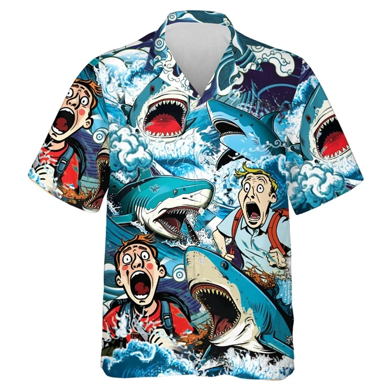 Boy's Comfortable Breathable Hawaiian Fishing Print Shirt Boys Short Sleeve Shirt Summer Loose Beach Oversize Tee Shirt for Boy