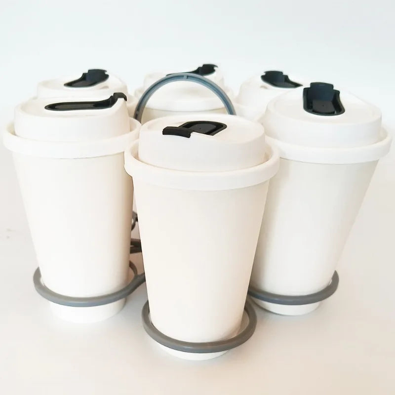 1/2pcs 6-Slot Portable Drink Holder Folding Beverage Tray with Handle Pocket-Sized for Outdoor Picnics Party Reusable Cup Holder