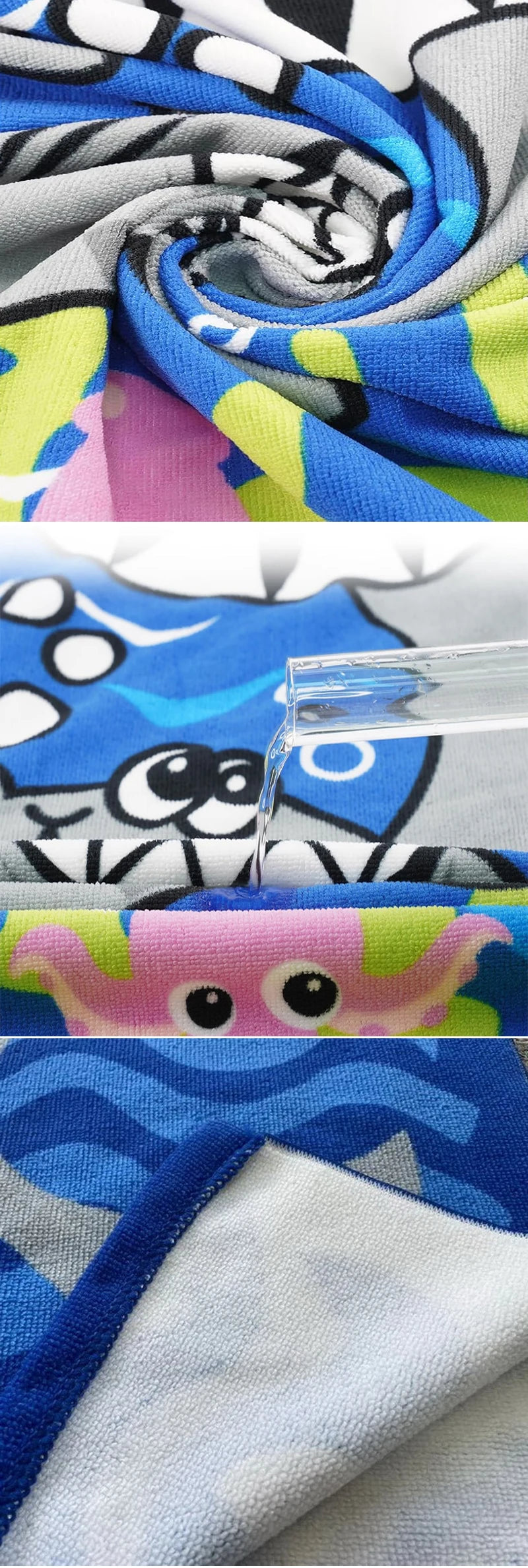 New Childrens Bath Towel Cartoon Print Cape Hooded Beach Bathrobe Soft Breathable Absorbent Quickdrying Bath Towel Robe