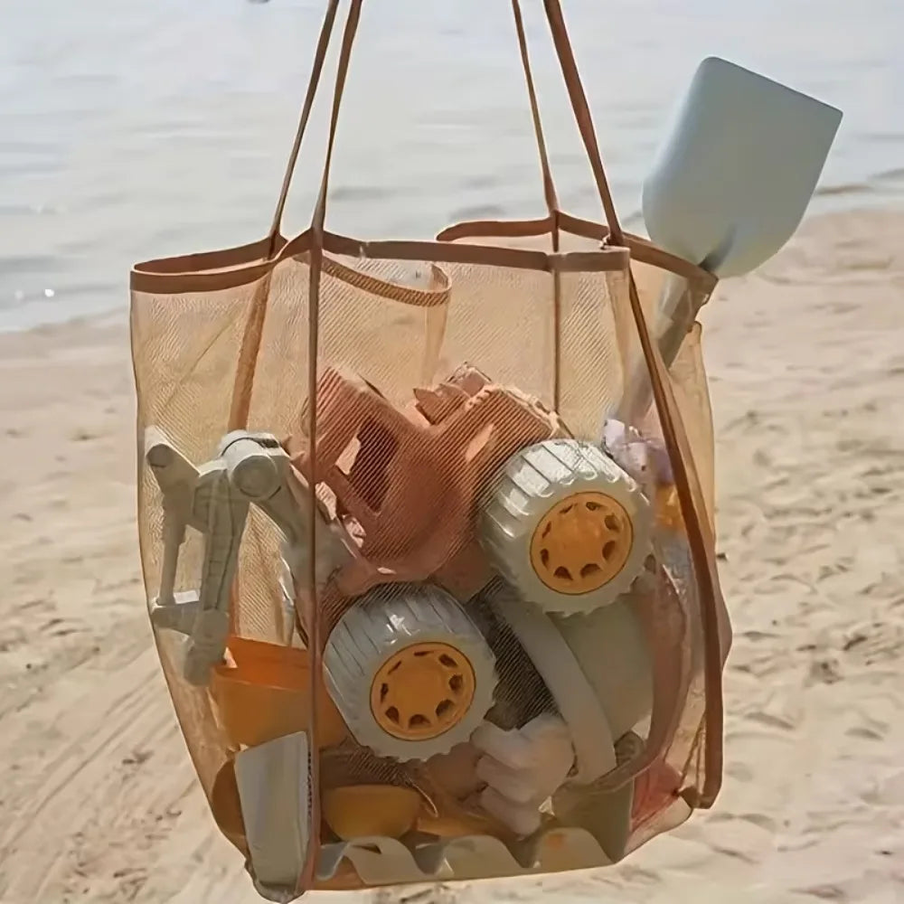 Mesh Tote Bag for Beach Swimming Storage Organizer Summer Foldable Beach Bag Toy Storage Clothes Organizer Bathroom Packaging