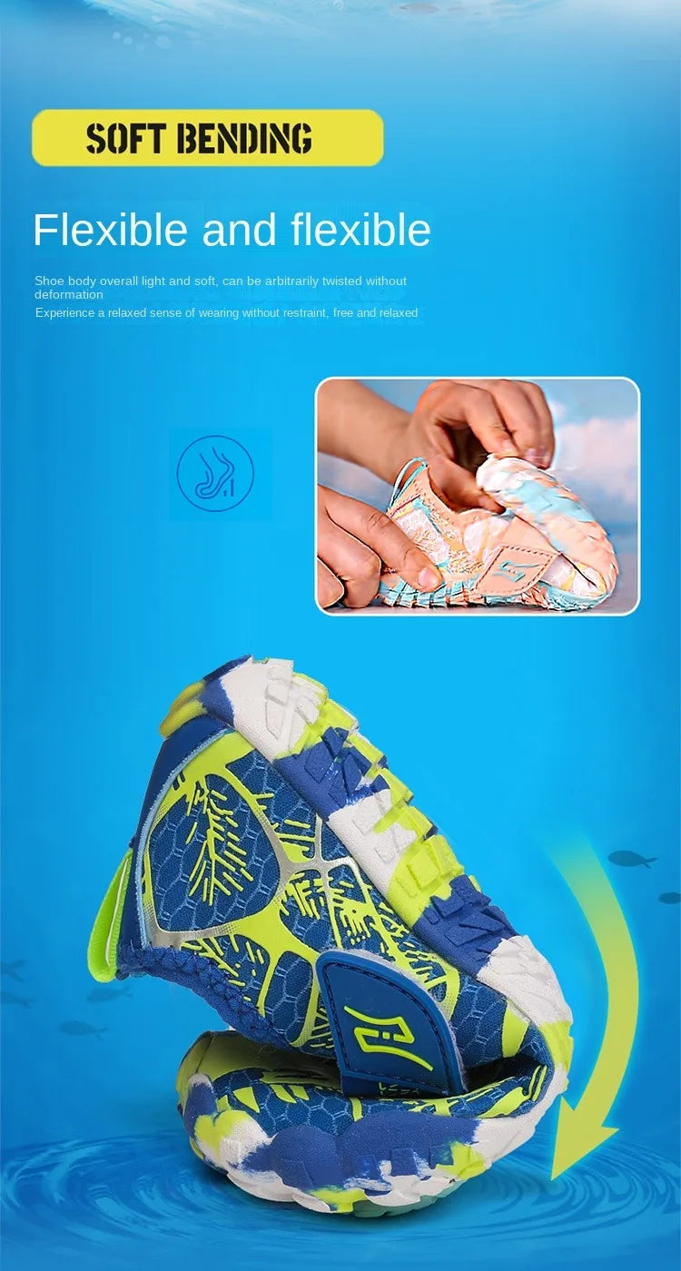 Breathable Boys and Girls Aqua Shoes Anti-Bump Toe Drainage Design Outdoor Hiking and Wading Water Shoes Barefoot Shoes