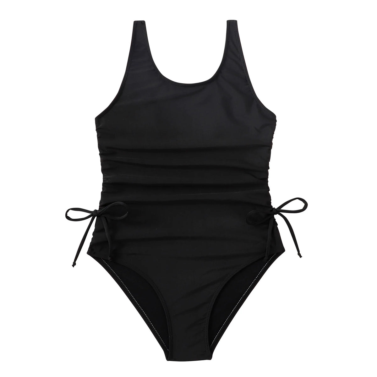 Black Girls One Piece Swimsuit 7-12 Year Kids Swim Suit Teenage Children's Swimwear 2024 Drawstring Bathing Suits Beach Bodysuit