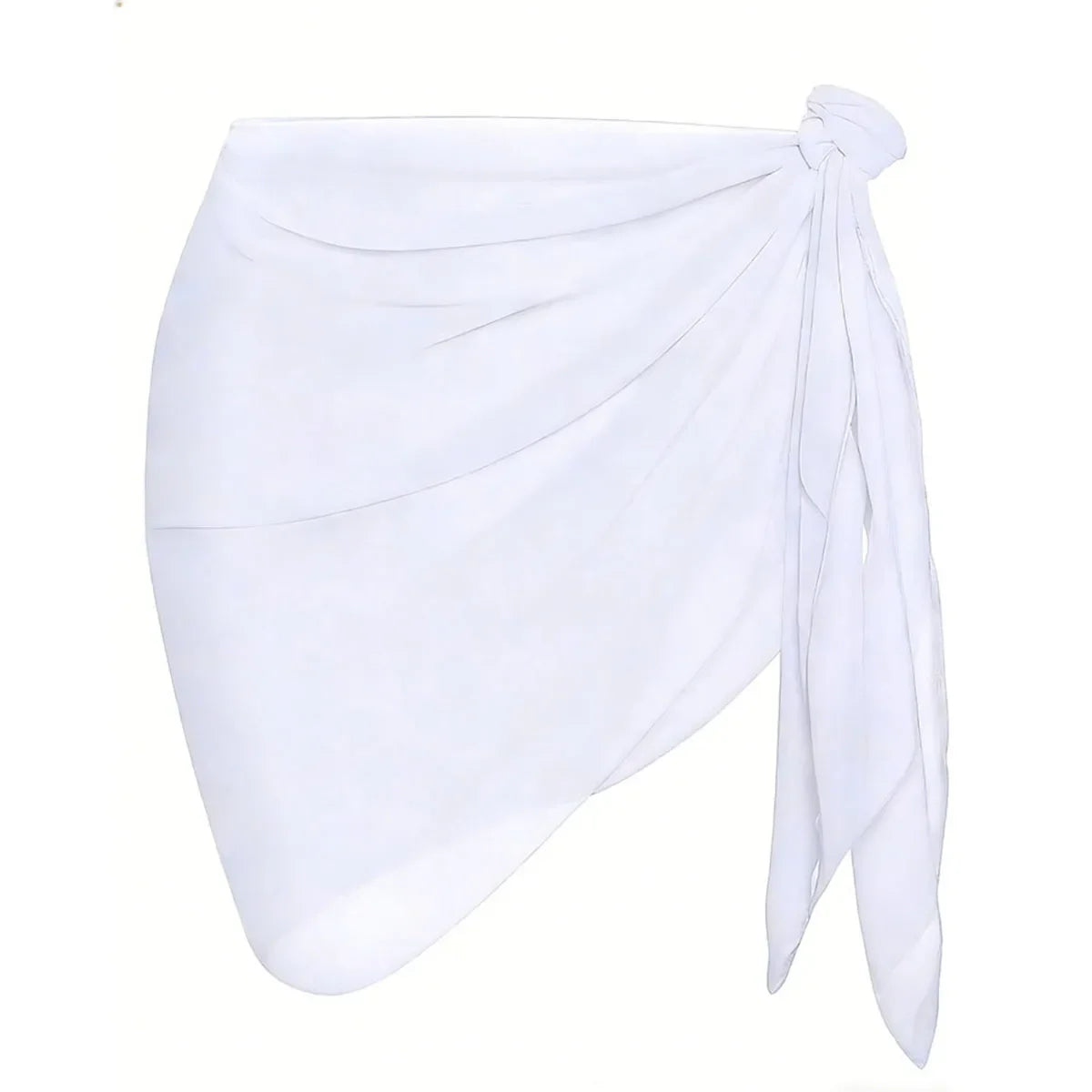 Summer Beach Swimming Hoodie Skirt for Women Solid Color Short Bikini Wrap Chiffon Skirt Lightweight Scarf Swimsuit Hoodie