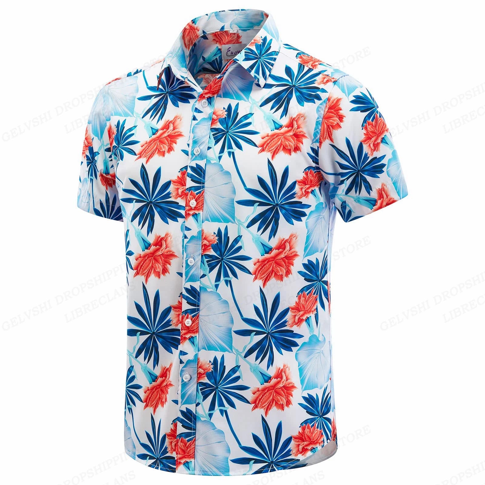 Floral Hawaiian Shirt Tropic Leaf 3d Printed Shirts Men Women Fashion Oversized Blouse Men's Vocation Lapel Beach Camisas
