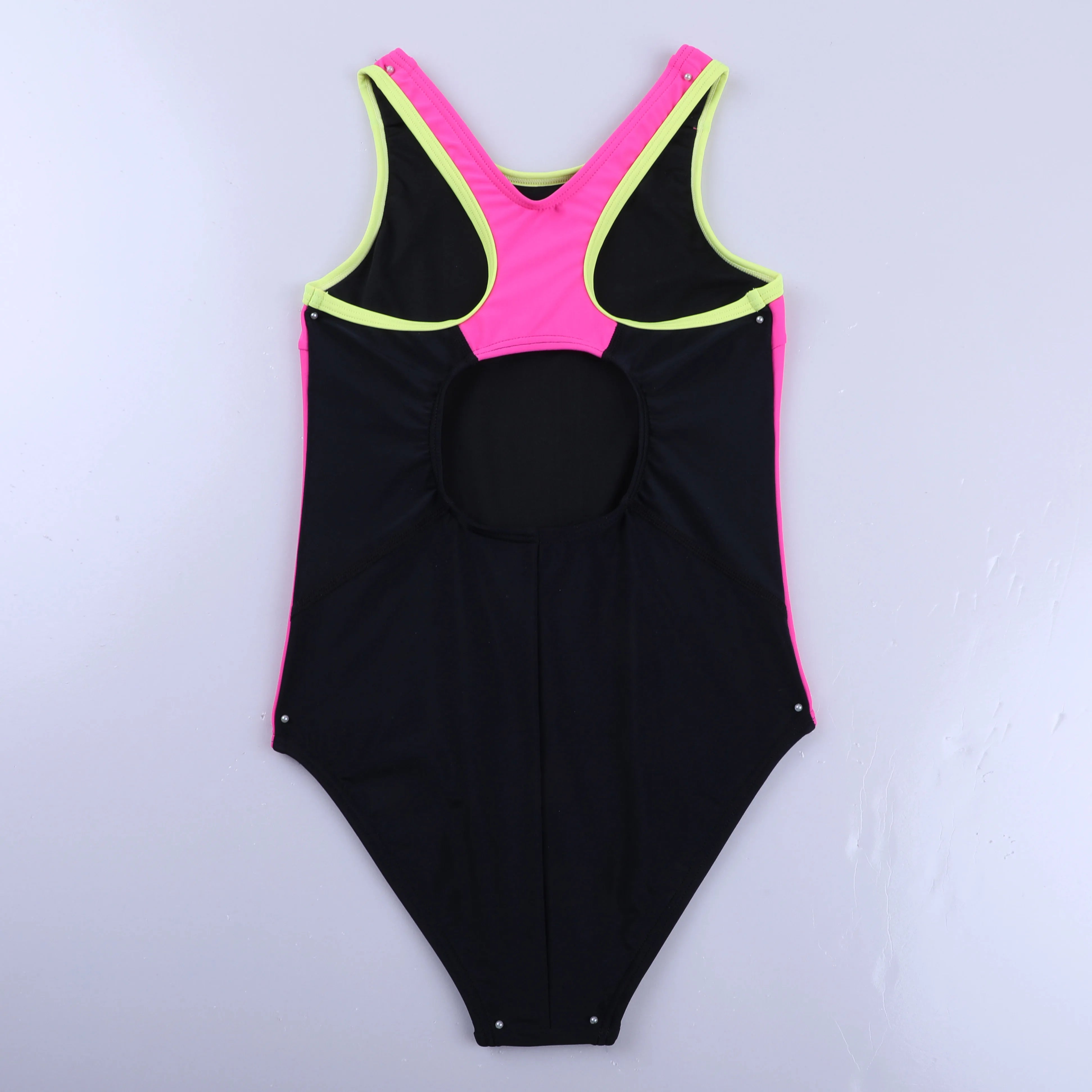 Anfilia Girls One-piece Swimsuit Scoop Neck High Elastic Racerback & Keyhole Modest Leg Cut with Removable Padded Swimwear
