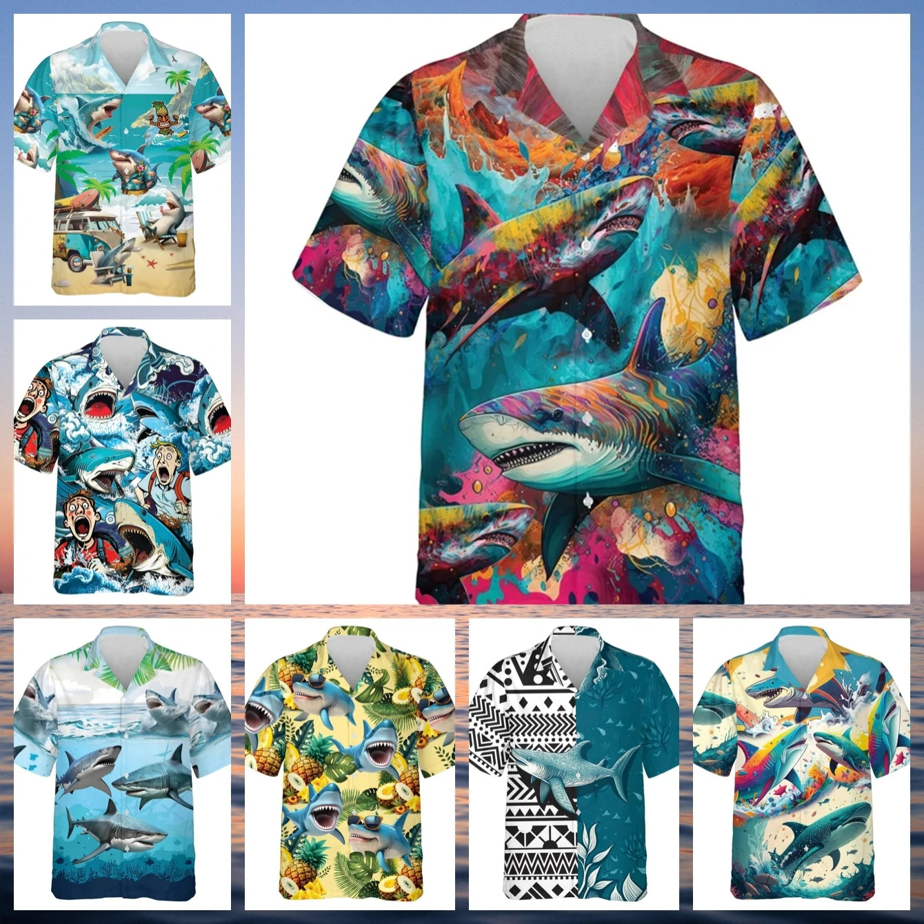 Boy's Comfortable Breathable Hawaiian Fishing Print Shirt Boys Short Sleeve Shirt Summer Loose Beach Oversize Tee Shirt for Boy