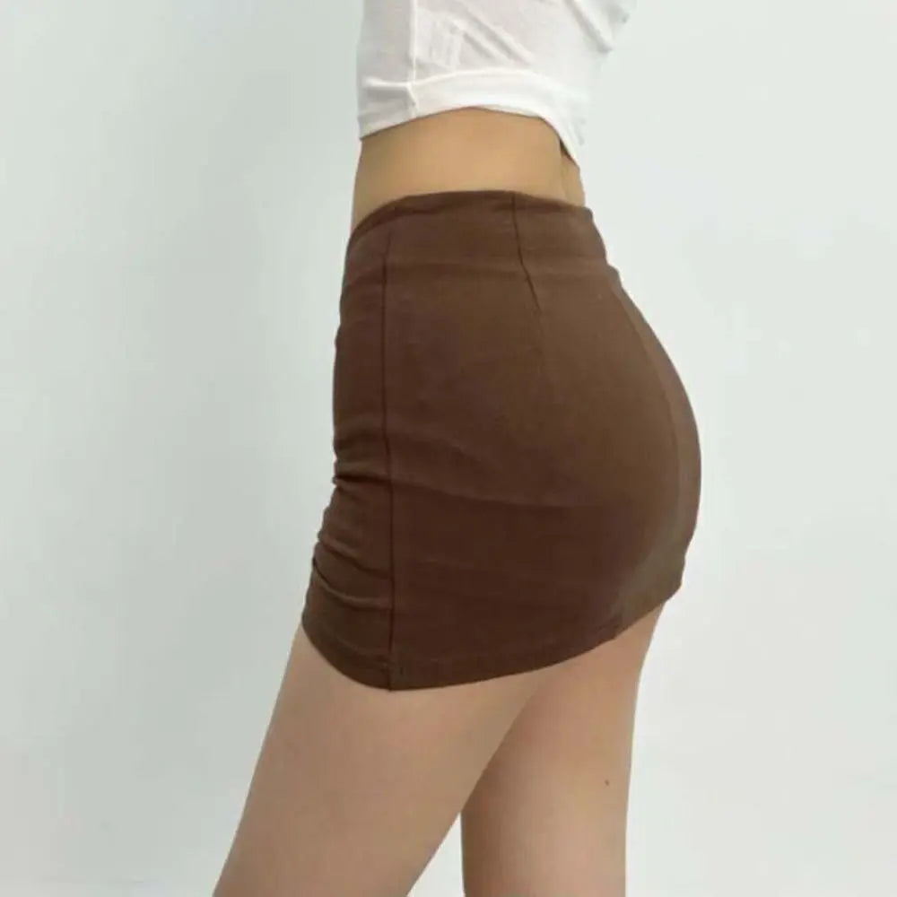 Simple Y2K A-line Short Skirt Low Waist V-shaped Waist Mini Skirts Solid Korean Style Spicy Girl Skirts Beach