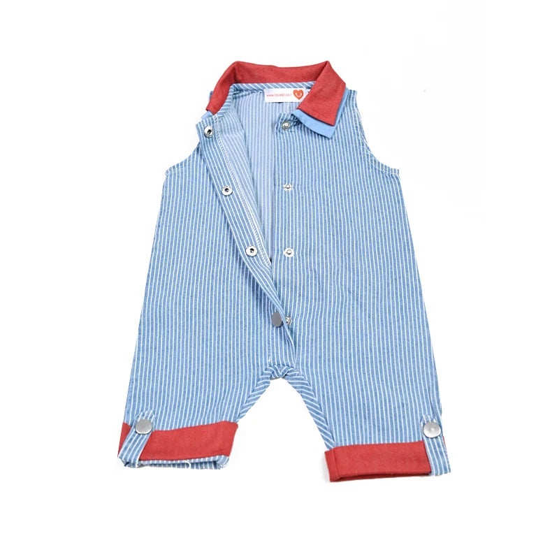 Kids Family Sibling Matching Pinstripe Clothes Set Girls Teenage Dresses Boys Shirt Baby Rompers Garment Washed Children Clothes