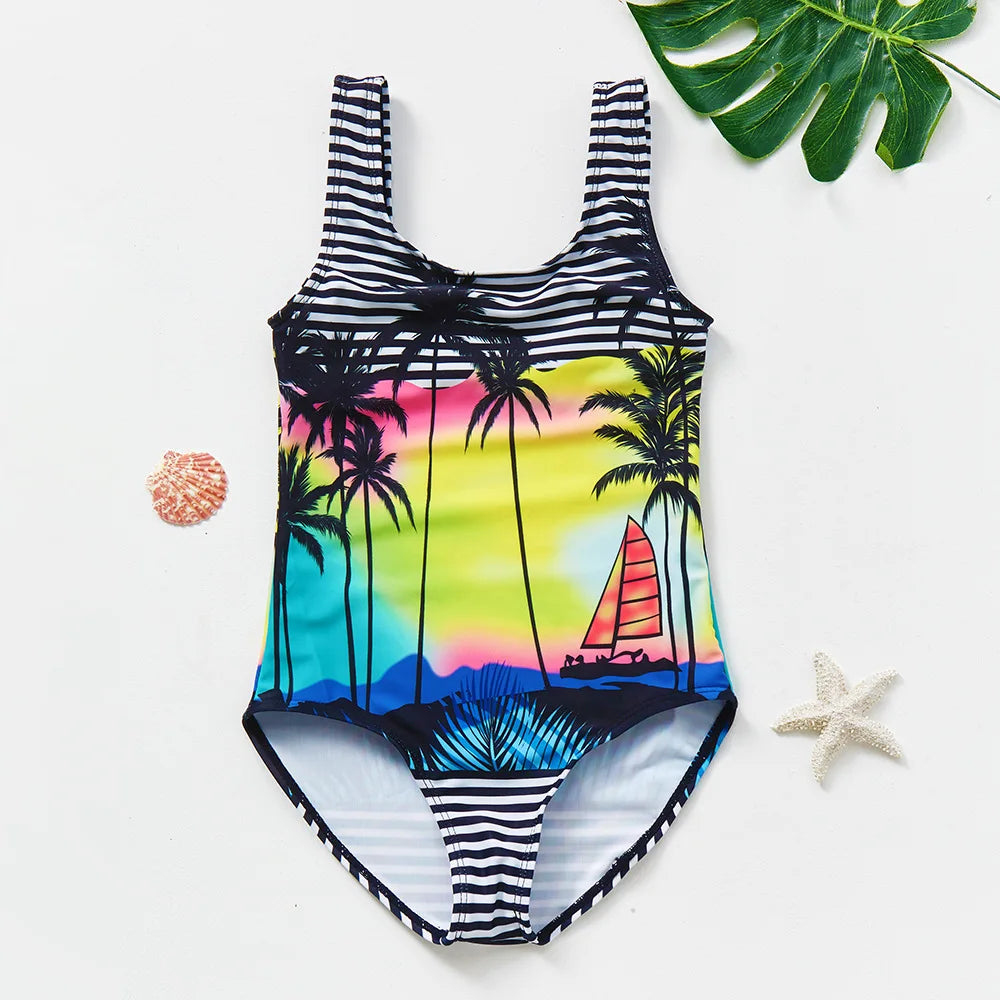 Girls Swimsuit One-Piece Mermaid Fish Scale Unicorn Children's Swimwear Girls Beachwear 2 3 4 5 6 7 8 Years