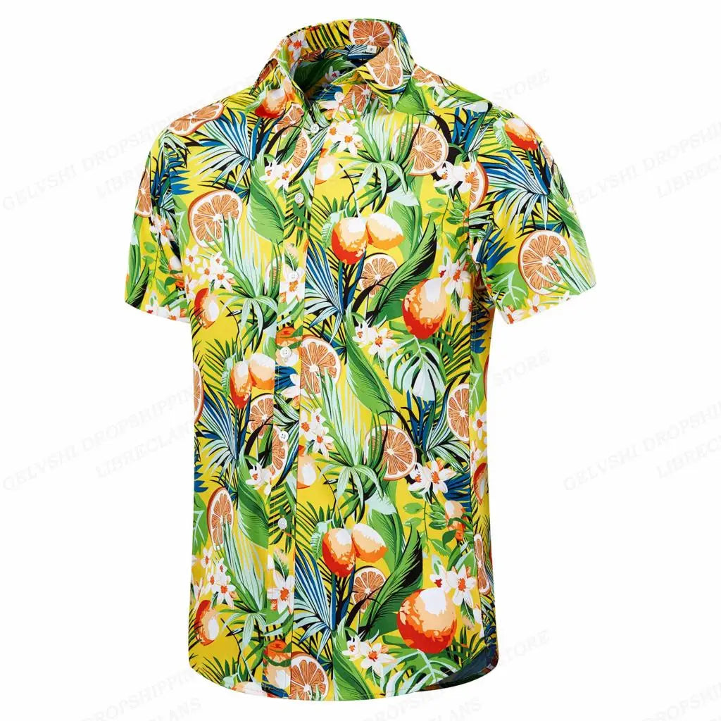 Floral Hawaiian Shirt Tropic Leaf 3d Printed Shirts Men Women Fashion Oversized Blouse Men's Vocation Lapel Beach Camisas