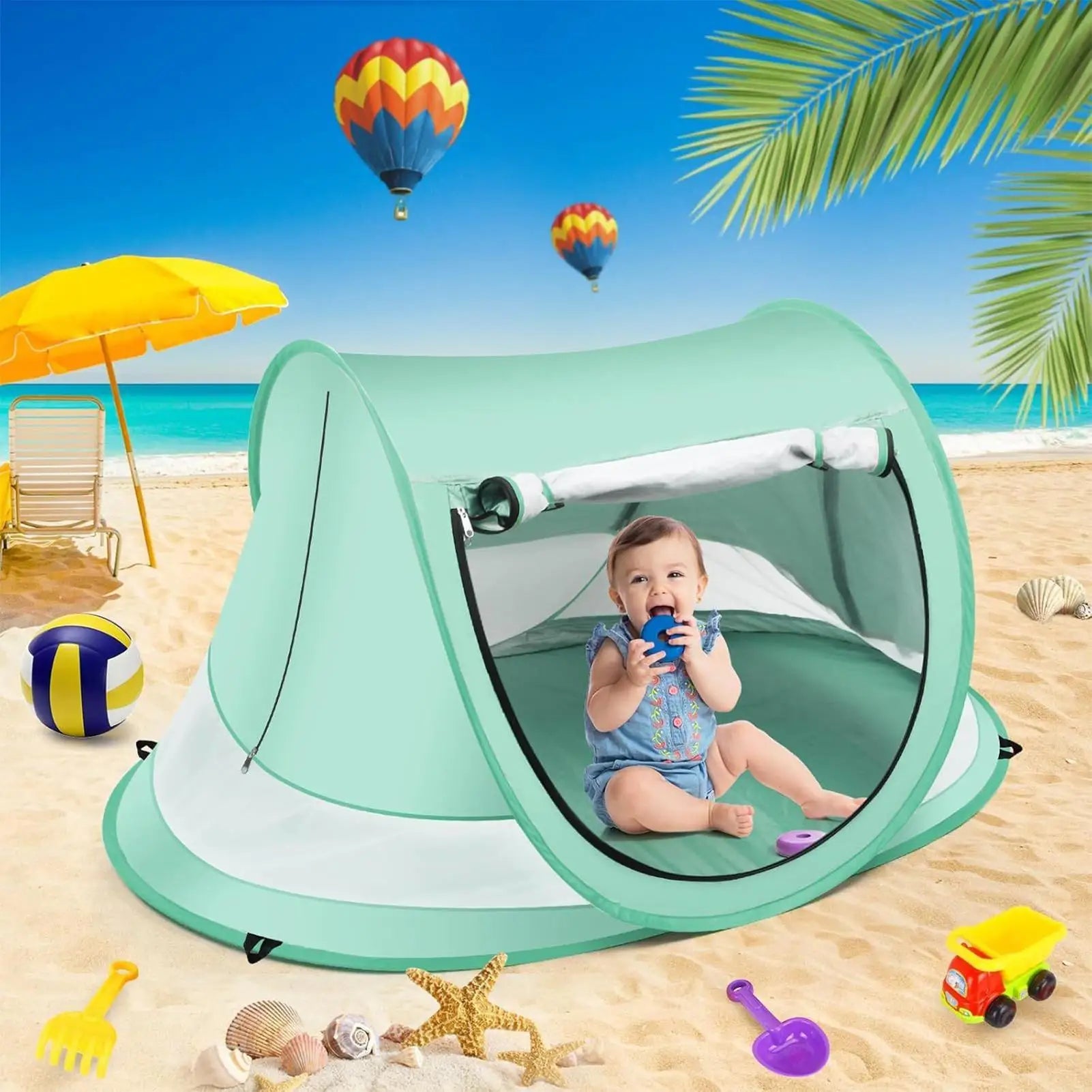 Toddler Beach Tent Outdoor Baby Shade UV Resistant Folding Baby Pop-Up Dome Tent For Vacation Camping Pool Beach Travel Backyard