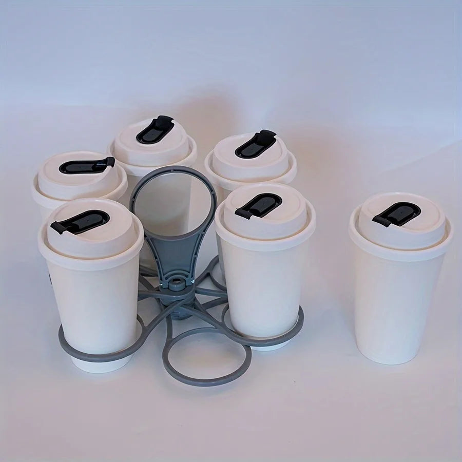 1/2pcs 6-Slot Portable Drink Holder Folding Beverage Tray with Handle Pocket-Sized for Outdoor Picnics Party Reusable Cup Holder