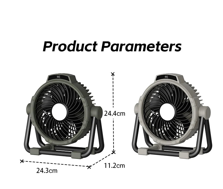 Portable 6 in 1 Outdoor Camping Fan 10000mAh Rechargeable Wireless Tent Ceiling Fan 5 Speed Adjustment Remote Control LED Light