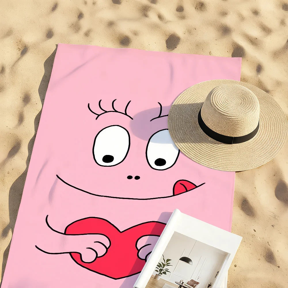 Cute B-Barbapapa Cartoon Towel Soft Pool Gift For Travel Gym Shower Camping Quick Dry Sports Large Beach Towel