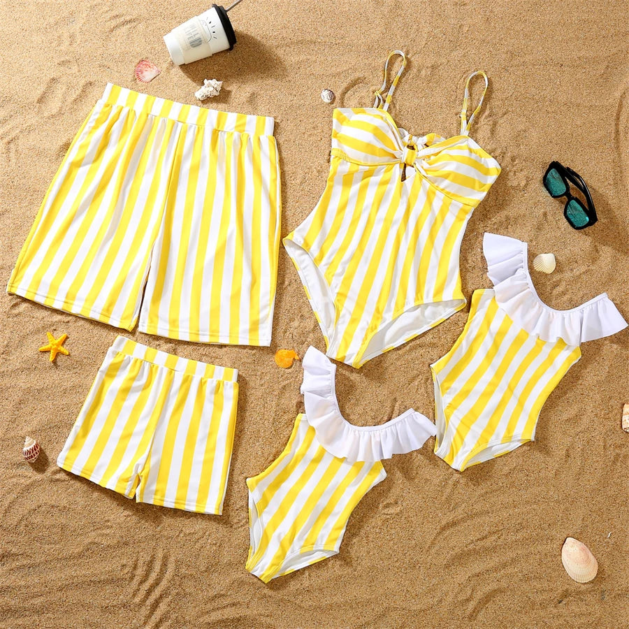 Dinosaurs Swimwear Family Matching Outfits V-Neck Mother Daughter Swimsuits Mommy and Me Dresses Clothes Father Son Swim Shorts