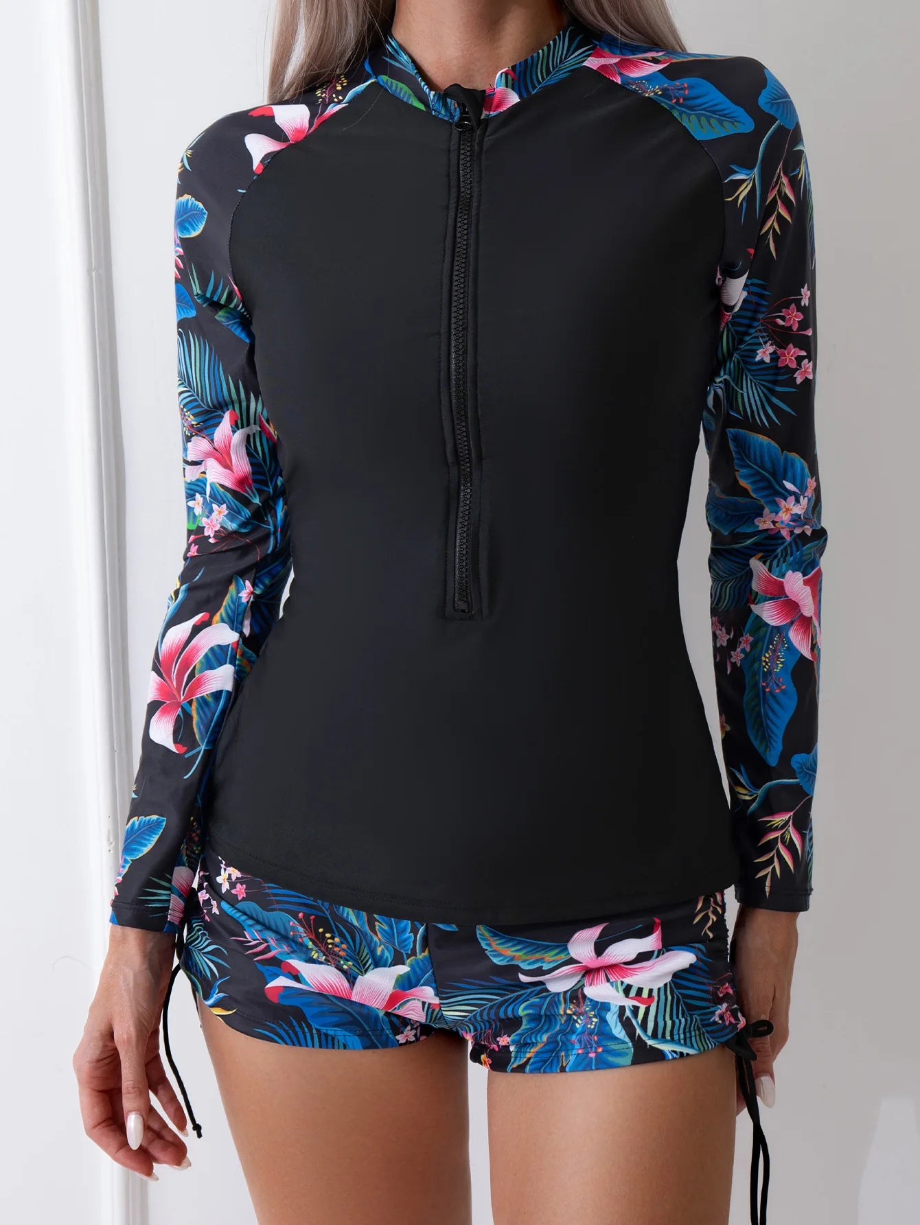 Female Swimsuit With Long Sleeves Swimwear Sports Surfing Tankini Set Beachwear Two-Piece Bathing Suits Pool Women Swimming Suit