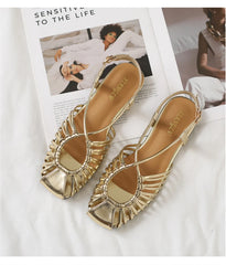 ZAROY Women Flat Sandals Summer Narrow Band Roman Shoes Casual Plus Size Brand Designer Banquet Beach Gladiator Sandalias Zapato