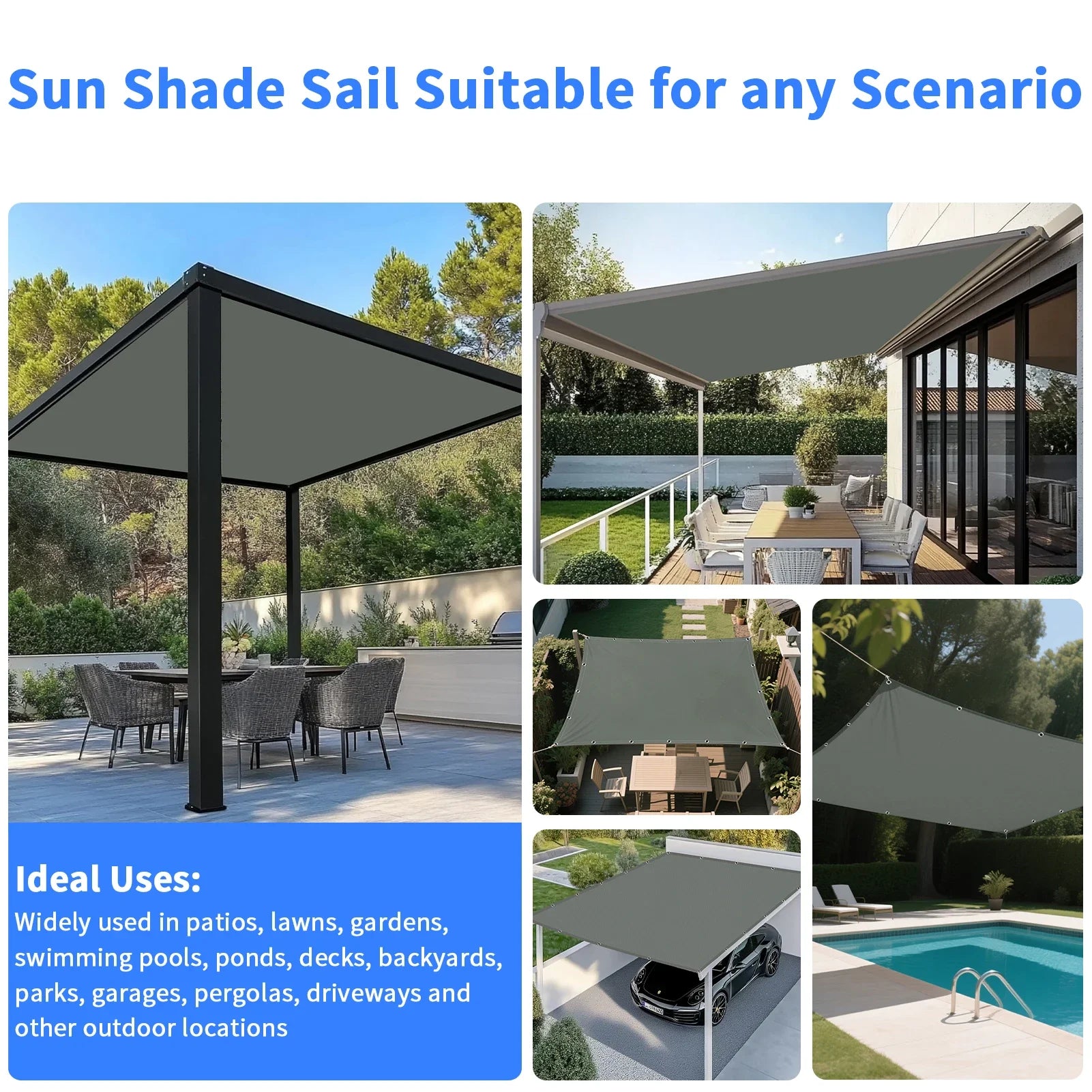 5x4m 4x3m 3x3m 3x2m Waterproof Tarp Tent Large Camping Awning Sun Shade Shelter Garden Patio Canopy Outdoor Beach Shade Hiking ﻿