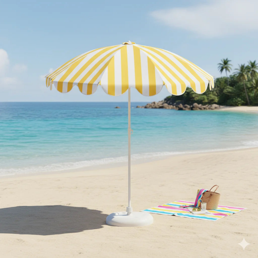 Adjustable Height UPF50+ UV Protection Beach Sun Umbrella (Base Not Included) for Balcony Or Patio Outdoor Shade Umbrella