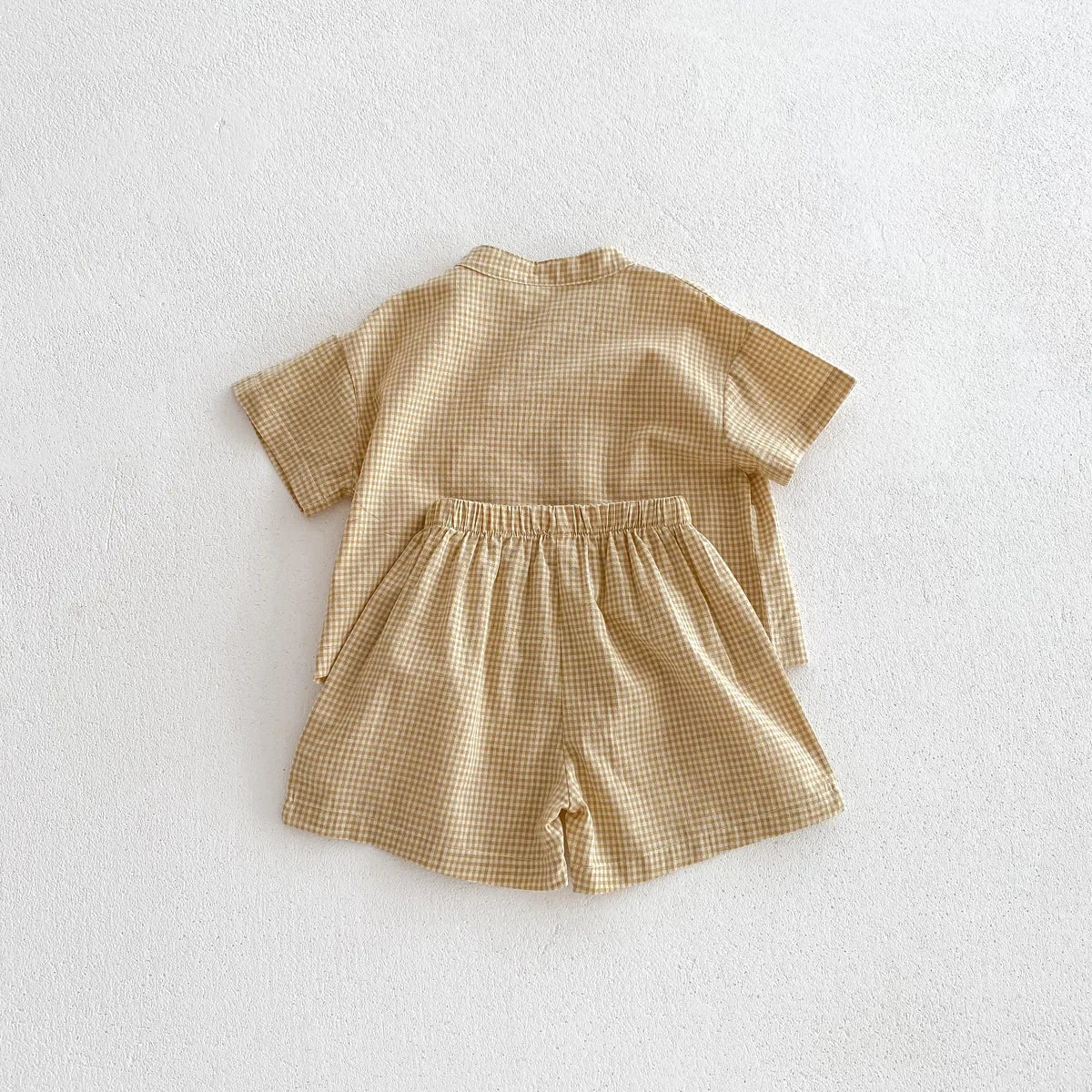 2pcs Summer Thin Short Sleeve T-shirt and Shorts Set Small Stand Collar Cool Toddler Boys Baby Girls Casual Beach Suits