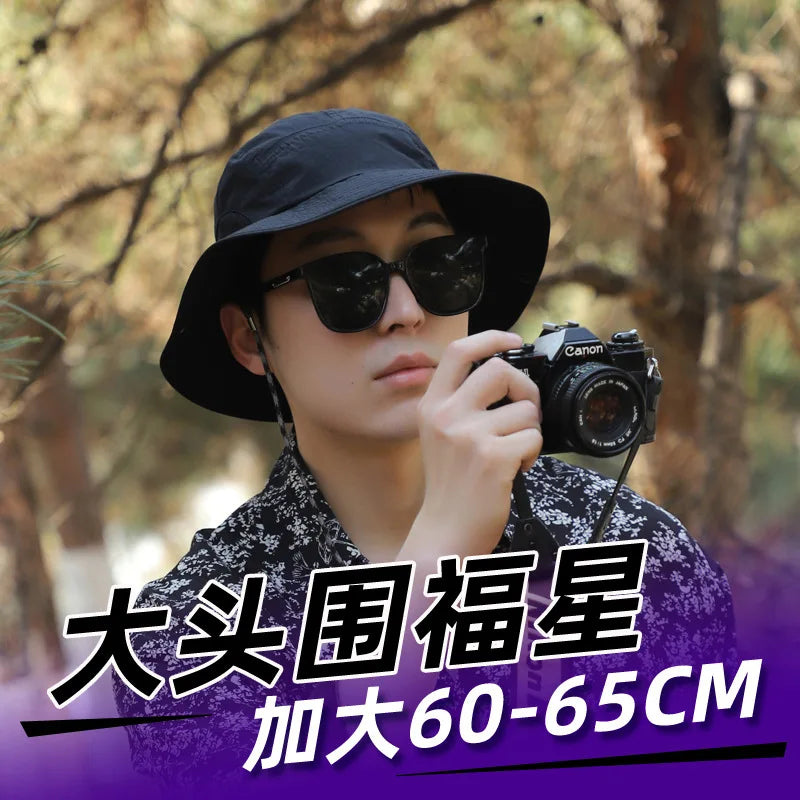 60-65cm Xxl Big Head Hat Men Summer Outdoor Jungle Fisherman Cap Lightweight Sunscreen quick-drying Sun Hats  Hot