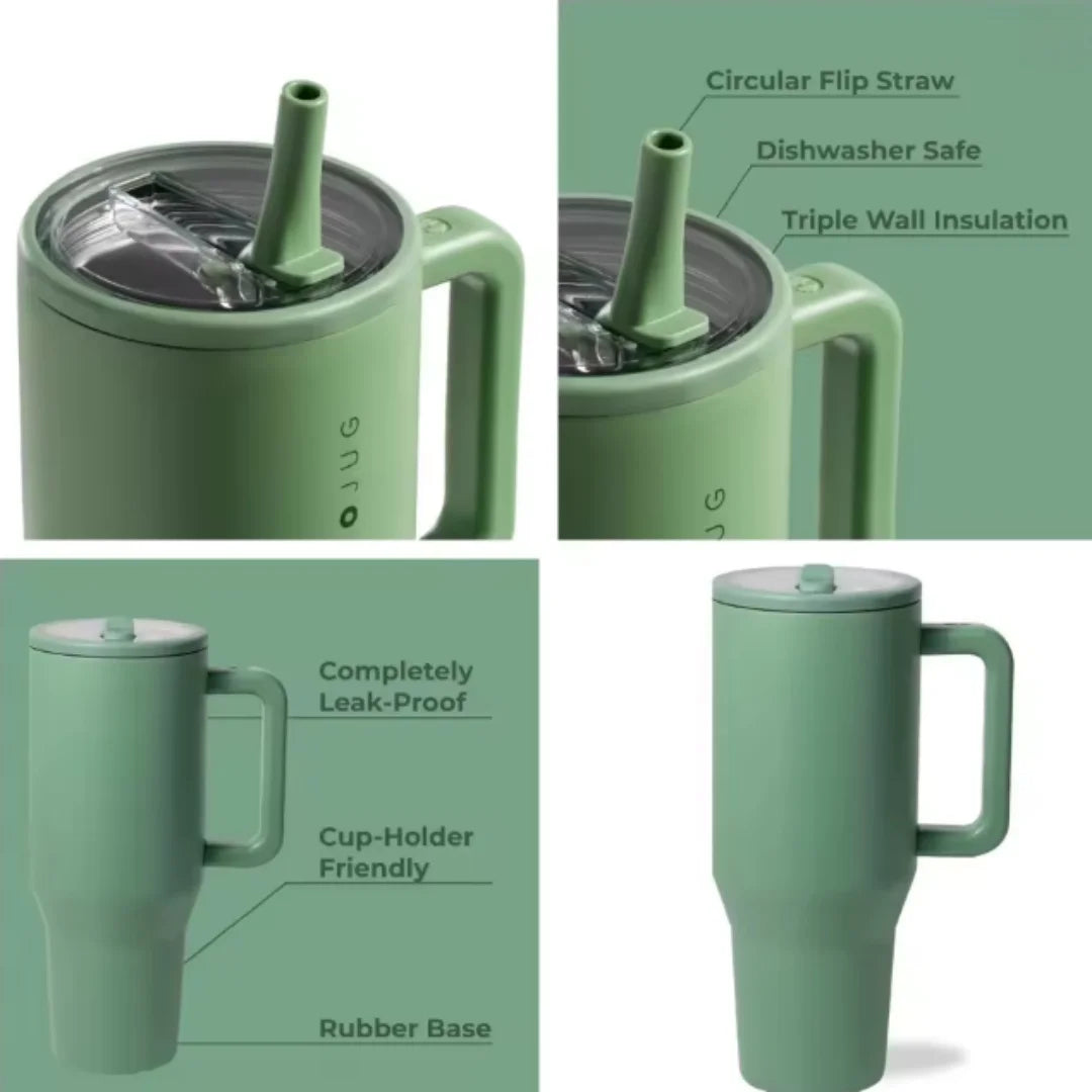 Traveler Bottle 40oz Perfect GiftStainless Steel Insulated Tumbler with Handle Flip Straw Perfect for Travel Outdoor & Daily Use