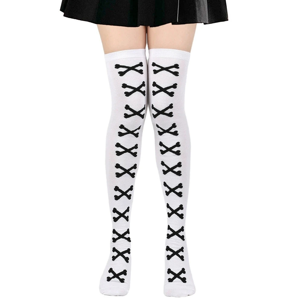 Halloween Stockings Blood Bat Spider Web Socks Festival Dress Up Props Cosplay Makeup Ball Party Skull Head Bone Long Socks New