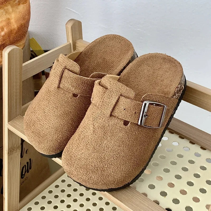Children's Slippers for Home Simple Solid Color Girls New Flat Mules Fashion Non-slip Versatile Slippers Causal Kids Flip Flops