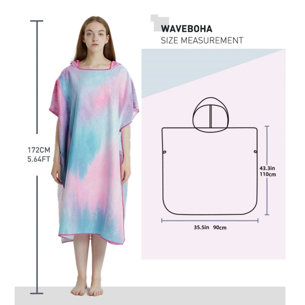 Surf Poncho Towel Poncho Quick-Dry Towel Hoodie Microfiber Beach Robe Changing Poncho Swim Towel Beach Poncho For Adults (A4)