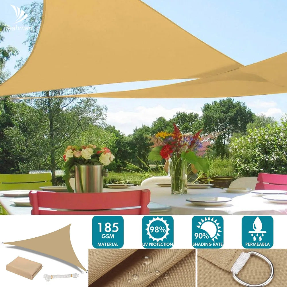 2x2x2m/3x3x3m Triangle Sun Shade Sail Pool Patio Deck Canopy Awning for Outdoor Backyard Garden Camping UV Block Sunshade Cloth