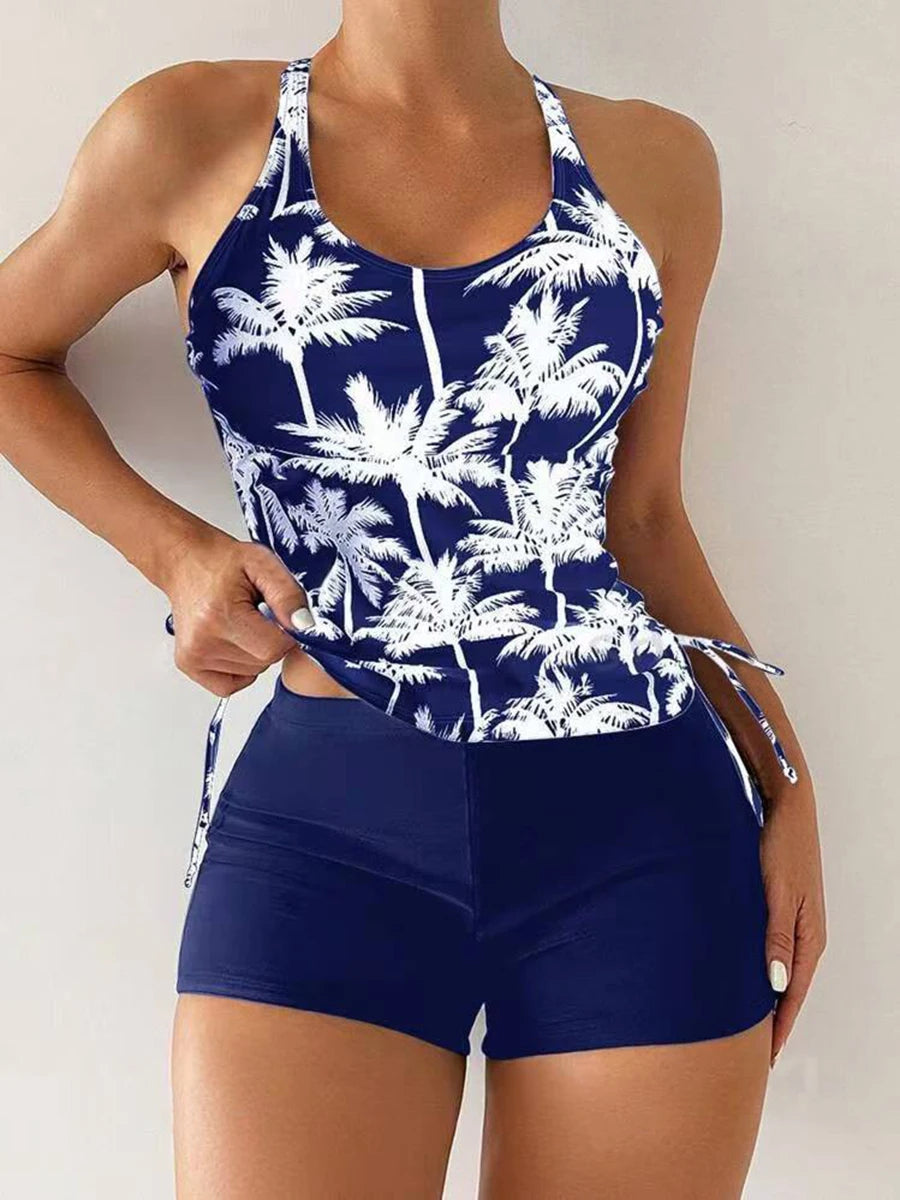 Tankini Two Piece Swimsuit Women Printed Swimwear Female Bathers Bathing Swimming Swim Suit Beach Wear XXL