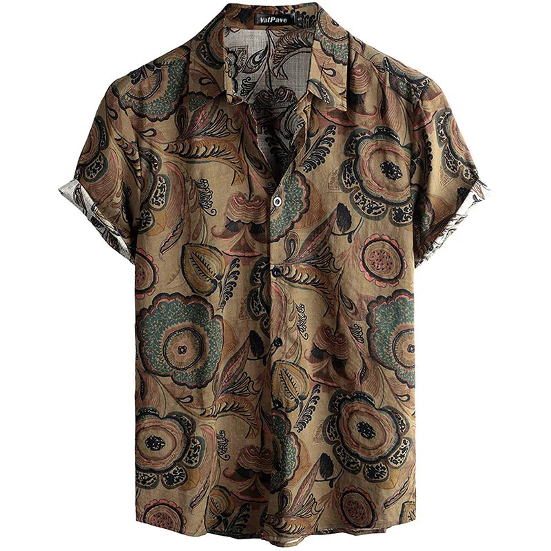 Mens Casual Hawaiian Floral Shirts 3D Full Print Short Sleeve Button Down Tropical Beach For Men Camisa Manga Masculina