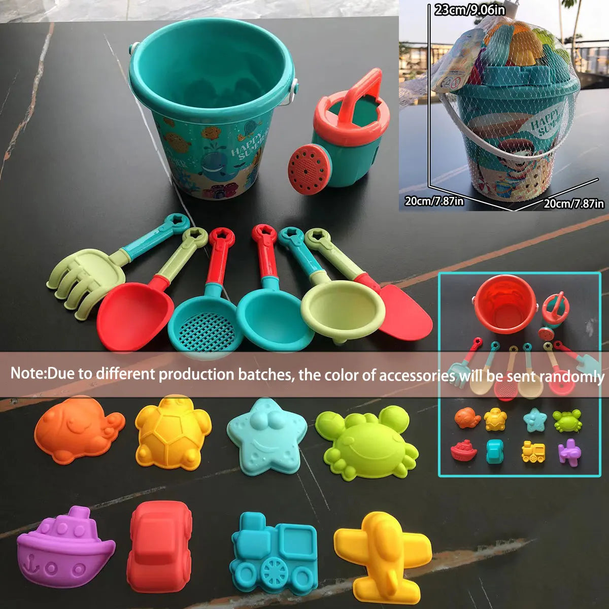 Children 10/14/16PCS Beach Toys Summer Outdoor Sand Play Bucket Bottle Shovel Kids Water Game Winter Snow Tool Gift Color Random