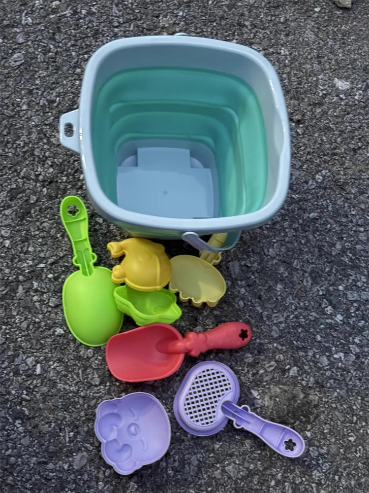 5/11PCS Beach Sand Play Water Set Folding Bucket Summer Toys for Children Kids Outdoor Game Sandbox Accessories Color Random