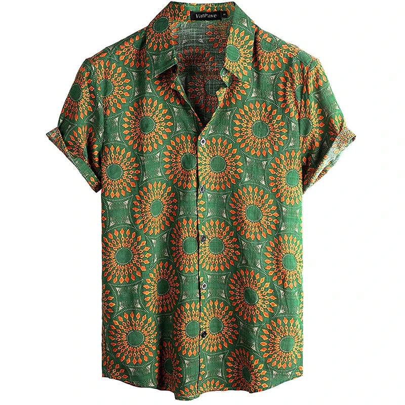 Mens Casual Hawaiian Floral Shirts 3D Full Print Short Sleeve Button Down Tropical Beach For Men Camisa Manga Masculina