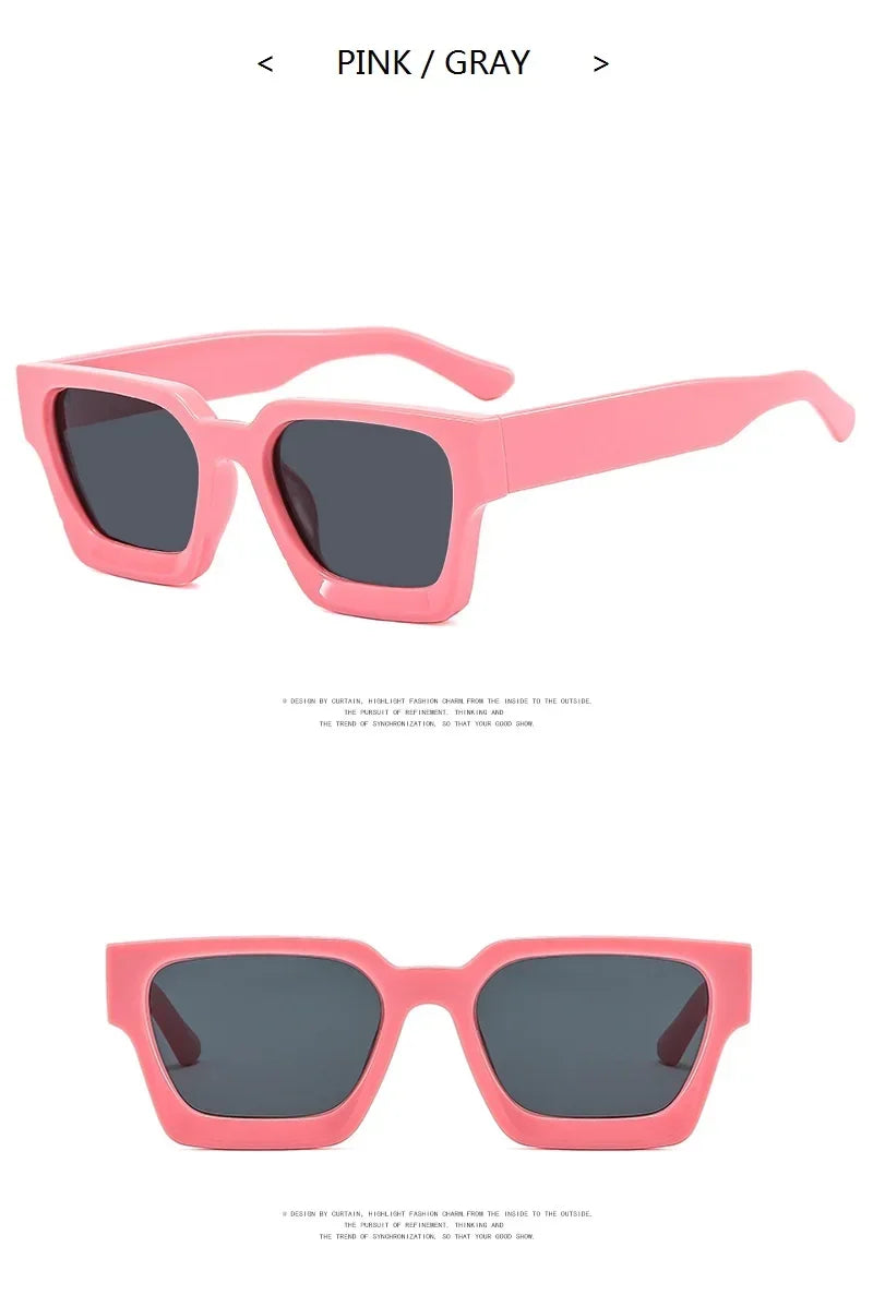 Unisex Square Vintage Sunglasses, UV400 Protection Retro Punk Style Fashion Shades, Designer Eyewear for Men & Women Driving, Outdoor & Daily Wear